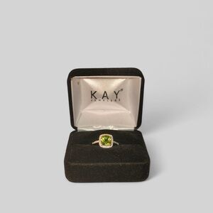 14k White Gold Peridot & Diamond Halo 
Ring Pave Halo Engagement Quality